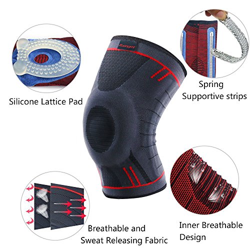 Kuangmi Rodillera Soporte Rodillera Patella Estabilizador Compresión Manga para correr - Baloncesto - Voleibol - Deportes - Ideal para mujeres - Hombres - Niños, 1 pieza, Upgrated Blue XL