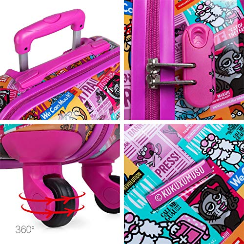 Kukuxumusu Kioskuxumusu Girls Juego de Maletas, 64 cm, 100 litros, Fucsia