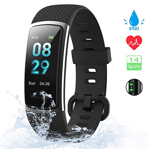 KUNGIX Pulsera Actividad Inteligente, Impermeable IP68 Pulsera Inteligente 0,96 Pulgadas Pantalla Color, Monitor Ritmo Cardíaco y Sueño 14 Modos de Deporte Mujer Hombre Niño Smartwatch Android y iOS