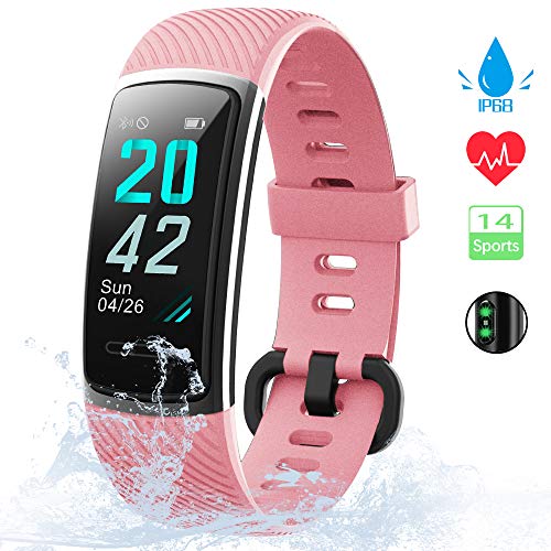 KUNGIX Pulsera Actividad Inteligente, Impermeable IP68 Pulsera Inteligente 0,96 Pulgadas Pantalla Color, Monitor Ritmo Cardíaco y Sueño 14 Modos de Deporte Mujer Hombre Niño Smartwatch Android y iOS