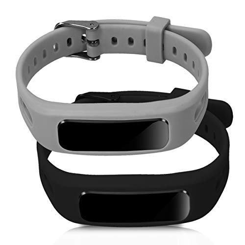 kwmobile 2X Pulsera Compatible con Huawei Honor Band 3e - Brazalete de Silicona Negro/Gris sin Fitness Tracker