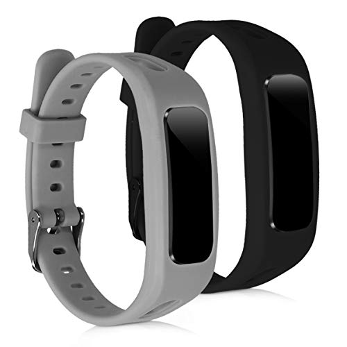 kwmobile 2X Pulsera Compatible con Huawei Honor Band 3e - Brazalete de Silicona Negro/Gris sin Fitness Tracker