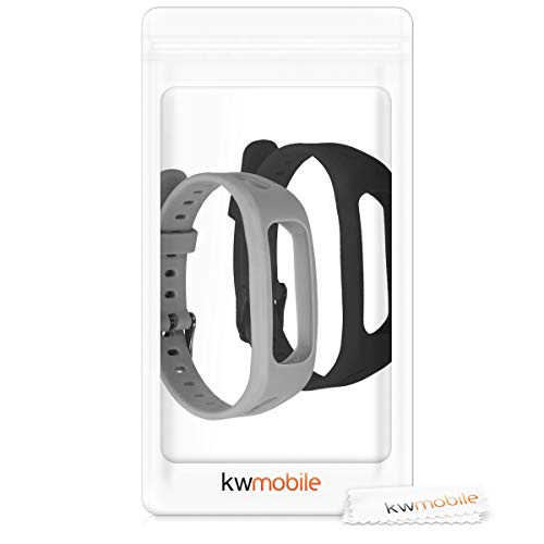 kwmobile 2X Pulsera Compatible con Huawei Honor Band 3e - Brazalete de Silicona Negro/Gris sin Fitness Tracker