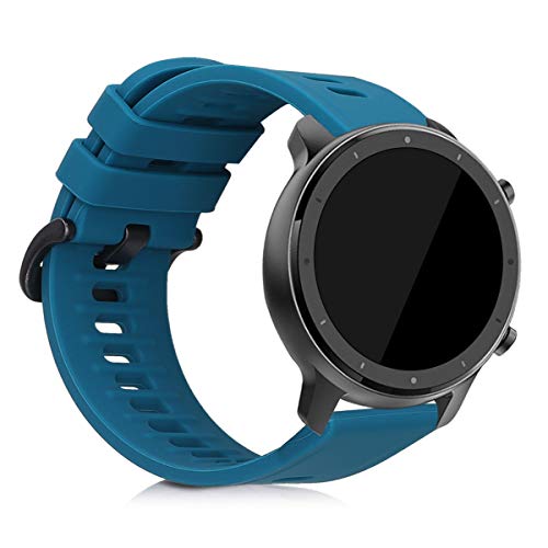 kwmobile 2X Pulsera Compatible con Xiaomi Huami Amazfit GTR (47mm) - Brazalete de Silicona Negro/petróleo sin Fitness Tracker