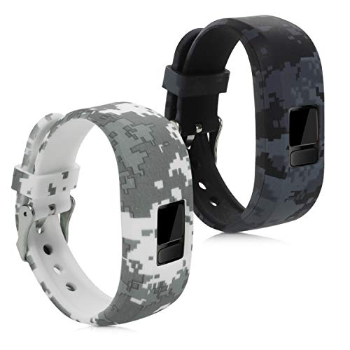 kwmobile 2X Pulseras Compatible con Garmin Vivofit jr. / jr. 2 - Pulseras de Silicona para Fitness Tracker y Motivo Camuflaje