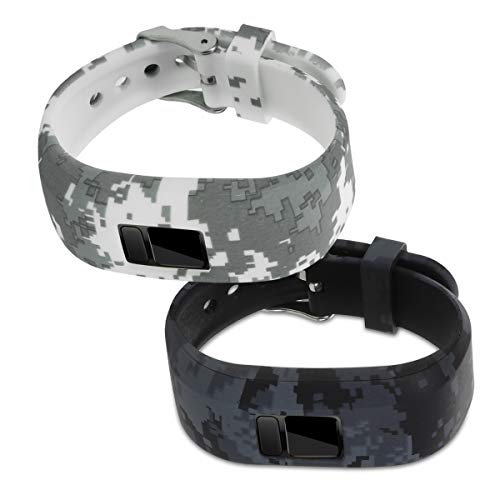 kwmobile 2X Pulseras Compatible con Garmin Vivofit jr. / jr. 2 - Pulseras de Silicona para Fitness Tracker y Motivo Camuflaje