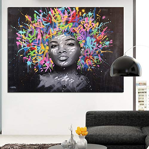 KWzEQ Graffiti Art Poster Print Lienzo Pintura Living Room Wall Art Hermosa Chica Pintura Decorativa,Pintura sin Marco,60X80cm