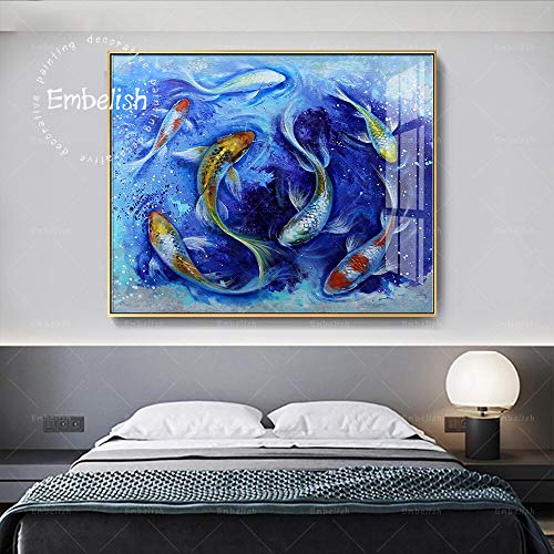 KWzEQ Imprimir en Lienzo Decoración del hogar de la Pared de Peces koi para póster de Sala de estar70x95cmPintura sin Marco