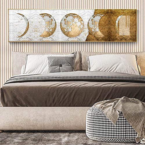 KWzEQ Imprimir en Lienzo Decoración y decoración de la Pared de Carteles y fotografías de la Luna Dorada para el Arte de la Sala de estar30x120cmPintura sin Marco