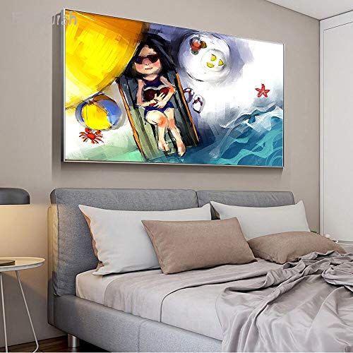 KWzEQ Imprimir en Lienzo Light Woman on Beach Chair for Wall Decoration posterliving Room Posters anddecor45x68cmPintura sin Marco