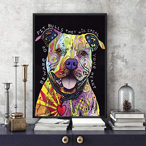 KWzEQ Imprimir en Lienzo Lindo póster de Perro y decoración de Pared para Sala de estar70x90cmPintura sin Marco