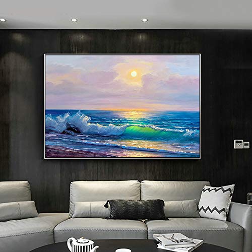 KWzEQ Imprimir en Lienzo Sea Wave Beach Landscape Sunrise Poster onpictures decorativefor Room decoración del hogar60x90cmPintura sin Marco