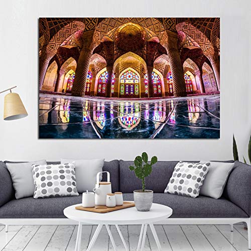 KWzEQ La Meca Arquitectura Islámica Imagen Arte Impresiones y Carteles Mezquita Paisaje Pintura sobre lienzo80X120cmPintura sin Marco