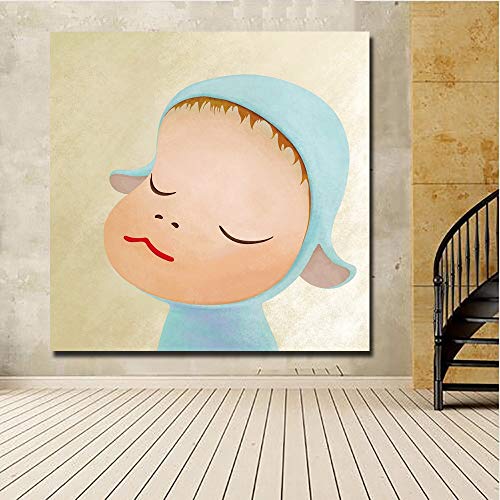 KWzEQ Pintura de Dibujos Animados muñeca Lienzo Arte impresión póster Imagen bebé habitación decoración de la Pared decoración del hogar,Pintura sin Marco,40X40cm