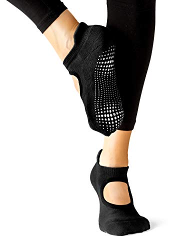 LA Active Calcetines Antideslizantes - 1 Par - Para Yoga Pilates Ballet Barre Mujer Hombre - Ballet (Negro, 34-37 EU)