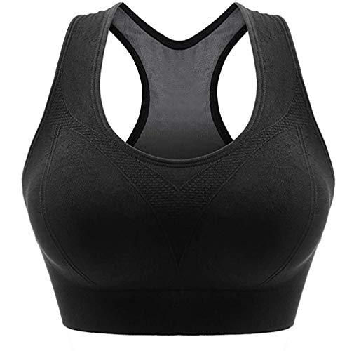 LA MENTE ES MARAVILLOSA Unycos - Sujetador Deportivo para Mujer con Almohadillas Extraíbles. Run Bra (Negro - L)