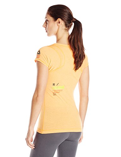 La mujer Reebok Crossfit Tri-Blend Manga Corta Graphic Tee, peligro, Media naranja