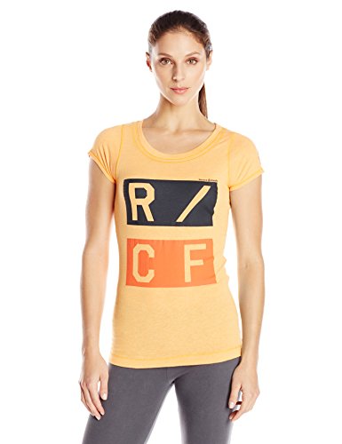 La mujer Reebok Crossfit Tri-Blend Manga Corta Graphic Tee, peligro, Media naranja