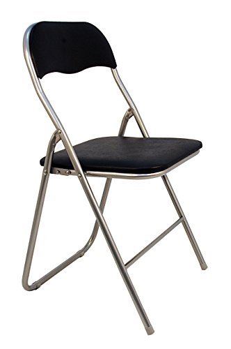 La Silla Española - Pack 4 Sillas plegables fabricadas en aluminio con asiento y respaldo acolchados en PVC, modelo Sevilla, Color negro. Medidas 78x43,5x46 cm