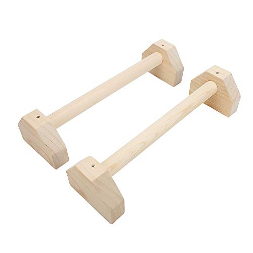 Lacyie Parallettes de madera Juego de 2 barras de empuje hexagonales calistenicas para manillares individuales con doble asa para yoga, barra de ejercicio