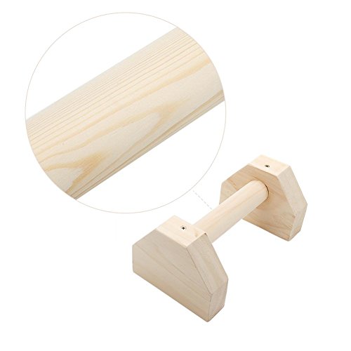 Lacyie Parallettes de madera Juego de 2 barras de empuje hexagonales calistenicas para manillares individuales con doble asa para yoga, barra de ejercicio