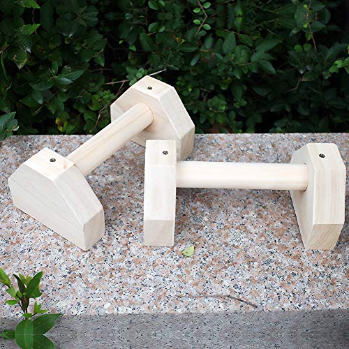 Lacyie Parallettes de madera Juego de 2 barras de empuje para calistenica, soporte de mano individual, doble asa, barra de ejercicios para yoga, barra de ejercicio