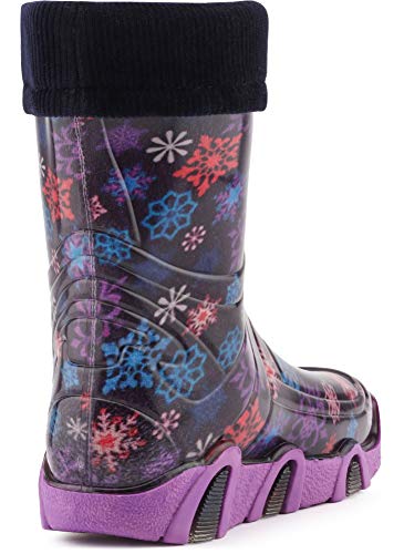 Ladeheid Botas de Agua Zapatos de Seguridad Calzado Unisex Niños Niñas WOD 07 (Morado Star, 21/22 EU)