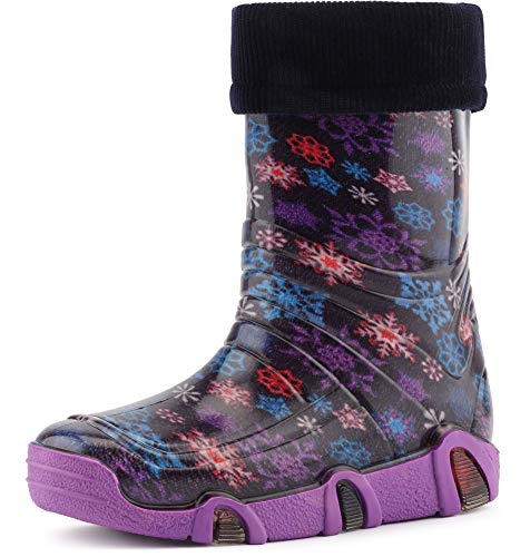 Ladeheid Botas de Agua Zapatos de Seguridad Calzado Unisex Niños Niñas WOD 07 (Morado Star, 21/22 EU)