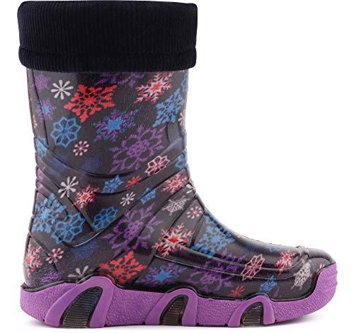 Ladeheid Botas de Agua Zapatos de Seguridad Calzado Unisex Niños Niñas WOD 07 (Morado Star, 21/22 EU)