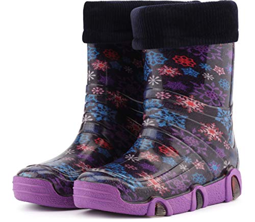 Ladeheid Botas de Agua Zapatos de Seguridad Calzado Unisex Niños Niñas WOD 07 (Morado Star, 23/24 EU)