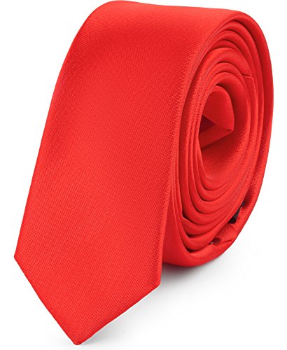 Ladeheid Corbatas Estrechas Diversidad de Colores Accesorios Ropa Hombre SP-5 (150cm x 5cm, Rojo)
