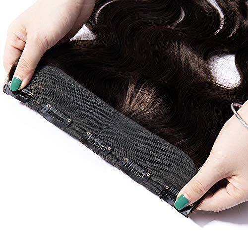 Lady Outlet Mall 20 pulgadas clip de una pieza en extensiones del cabello humano de Remy 3/4 cabeza completa de pelo recto real Rizado y Grueso(55cm,100g) #2 Castaño Oscuro