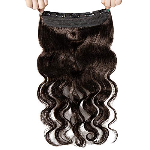 Lady Outlet Mall 20 pulgadas clip de una pieza en extensiones del cabello humano de Remy 3/4 cabeza completa de pelo recto real Rizado y Grueso(55cm,100g) #2 Castaño Oscuro