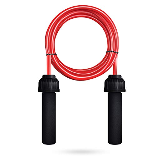 LAIABOR Cuerda para Saltar, con Asas de Espuma viscoelástica Suave y Cuerda Ajustable sin enredos para Ejercicios de Boxeo,Rojo,10mm