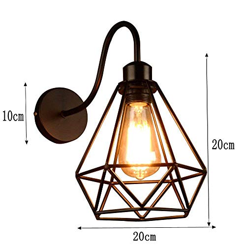 Lámpara de Pared de Hierro Estilo Vintage Retro Edison, Jaula de Metal Negro Industrial E27 Apliques de Pared Accesorio de Luz Para Sala de Estar Decoración de Cocina(2 Pack)