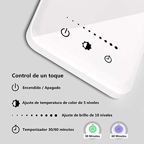 Lámpara Escritorio LED, Flexo de Escritorio (Cuidado Ocular, Puerto USB, 5 Modos,10 Niveles de Brillo,Temporizador de 30/60min, Función de Memoria)