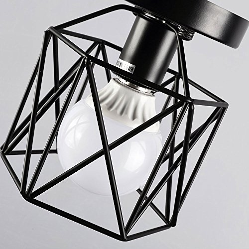 Lámpara industrial creativa de alambre de jaula de luces de jaula de luz de jaula negra lámpara de techo de media altura