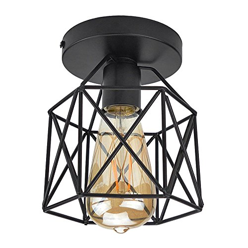 Lámpara industrial creativa de alambre de jaula de luces de jaula de luz de jaula negra lámpara de techo de media altura