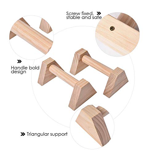 Lamptti Juego de 2 barras de madera de paralletes, barras de empuje, soporte de empuje, barras de manillar, paraletas de madera, -, 25 cm