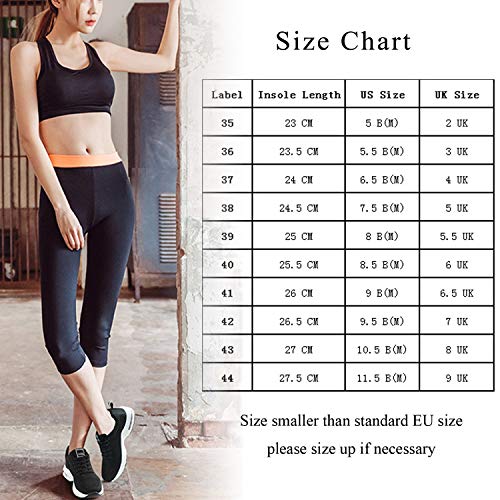 Lanchengjieneng Mujer Entrenador Zapatos Gimnasio Deportes atléticos Zapatillas de Deporte Malla Informal Zapatos para Caminar Encaje Plano Negro Rejo EU 39