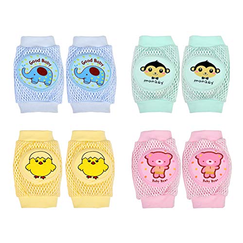 LANMOK 4pares Rodilleras para Bebés Rodilleras Antideslizantes Bebe Protector de Rodilla de Seguridad Verano Baby Knee Pads para Gatear Recién Nacido Calentadores de Piernas Niño Pequeño Unisex