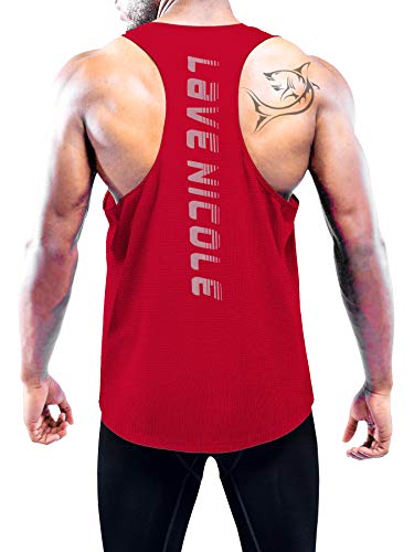 Lavenicole 3 unidades de camisetas para hombre, ajuste seco, muscular, culturismo, fitness -  Multi color -  Large