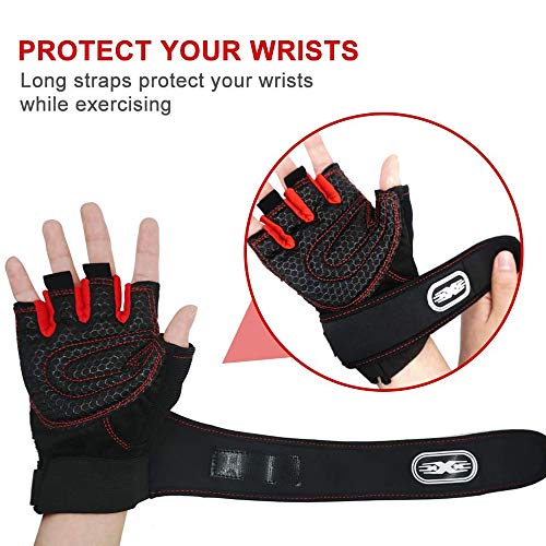 Lazzon Guantes Gimnasio Ciclismo Hombre y Mujer Gym Guantes Transpirable con Protección Completa de Muñeca y Palma para Bicicleta Crossfit Levantamiento Pesas Musculación