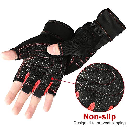 Lazzon Guantes Gimnasio Ciclismo Hombre y Mujer Gym Guantes Transpirable con Protección Completa de Muñeca y Palma para Bicicleta Crossfit Levantamiento Pesas Musculación