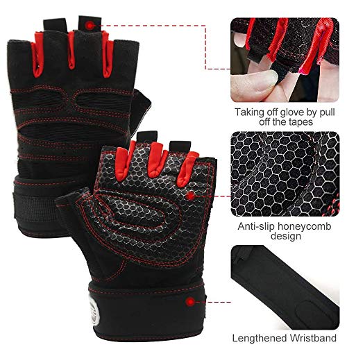 Lazzon Guantes Gimnasio Ciclismo Hombre y Mujer Gym Guantes Transpirable con Protección Completa de Muñeca y Palma para Bicicleta Crossfit Levantamiento Pesas Musculación