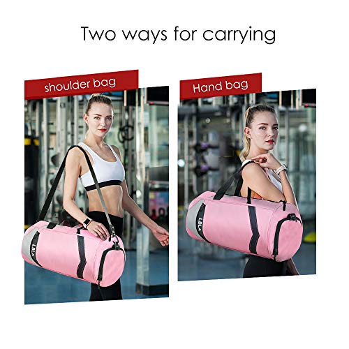 LBLA Bolsa de Deporte Ultraligera Almacenamiento Bolsa de Gimnasio y Fitness Separada en Seco y Húmedo Bolsa de Viaje Plegable para Gimnasio/Yoga/Los Deportes Hombres Mujeres Adulto Rosa