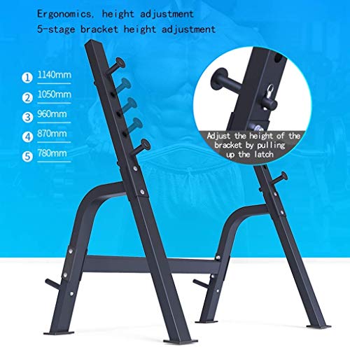 LDM Bancos Ajustables Squats Cama Multifuncional para Levantamiento de Pesas Sentadillas caseras en Rack Banco de Rack Barra con Pesas Equipos de Gimnasio Bancos (Color: Negro Dimensio