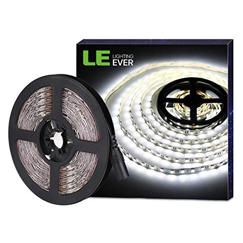 LE Tira LED, Tira Luz 5m 300 LED 5050, Blanco Frío 6000K No Impermeable, Con DC Enchufe, 3600 Lúmenes, Luz tira para Techo, Escaparate, Muebles, etc