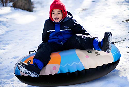 Leader Accessories Trineo Hinchable de Nieve Tubo de Esquí Inflable con Manijas Snow Tube Juguetes de Nieve Invierno para Niños y Adultos Grande con Mochila (Animal)