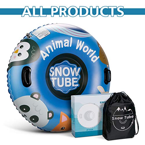 Leader Accessories Trineo Hinchable de Nieve Tubo de Esquí Inflable con Manijas Snow Tube Juguetes de Nieve Invierno para Niños y Adultos Grande con Mochila (Animal)